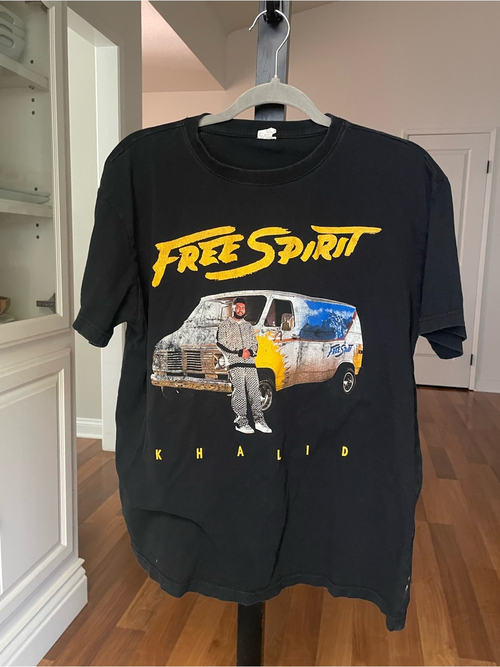 Free Spirit Khalid Graphic Tee - Black with Yellow & Blue Print